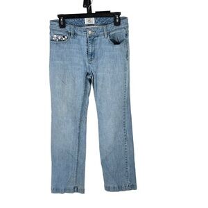 White House Black Market Blanc Straight Leg Jeans Jeweled Pockets
